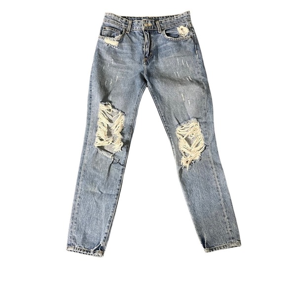 Carmar Denim - CARMAR Jeans Straight Leg High Rise Destroyed Busted Knee Grunge Designer 2/26